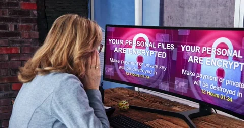 Ransomware Malware Attack. Business Computer Hacked Stock Footage 231938141