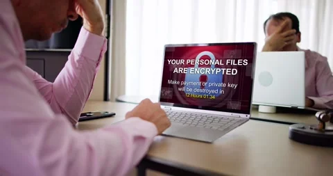Ransomware Malware Attack. Business Computer Hacked Stock Footage 242772019