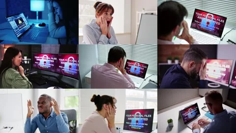 Ransomware Malware Attack. Business Computer Hacked Stock Footage 249764752