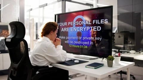 Ransomware Malware Attack. Business Computer Hacked Stock Footage 252338921