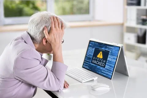 Ransomware Malware Attack. Business Computer Hacked Stock Photos