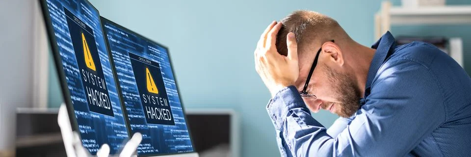 Ransomware Malware Attack. Business Computer Hacked Stock Photos