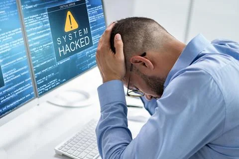 Ransomware Malware Attack. Business Computer Hacked Stock Photos