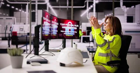 Ransomware Malware Attack. Business Computer Hacked Stock Photos