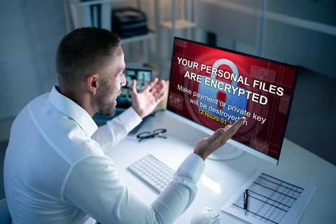 Ransomware Malware Breach. Hacked Computer Foto stock