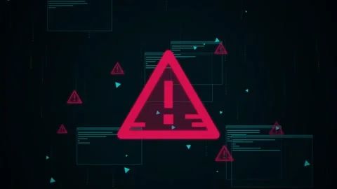 Ransomware malware. Digital warning symbols representing a cyber security Video stock 341237530