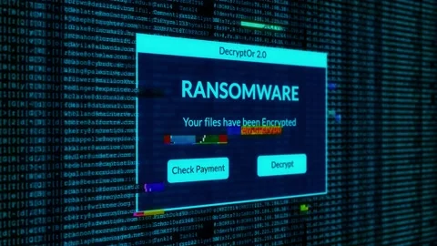 Ransomware notification warning and check payment for decrypt system files Stock Footage 200934124
