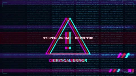 Ransomware. Red warning triangle with critical error text over code 動画素材 341237947