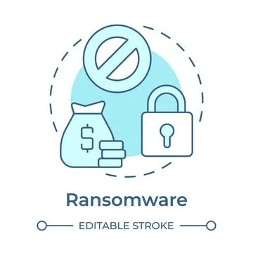 Ransomware soft blue concept icon Stock Illustration