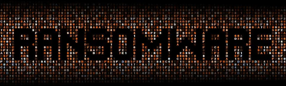 Ransomware text on hex code illustration イラスト素材