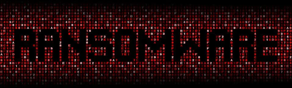 Ransomware text on hex code illustration Stock Illustration