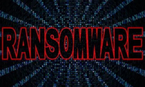 Ransomware text on hex code illustration Stock Illustration
