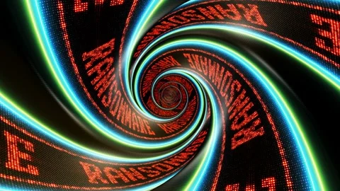 Ransomware Text on the Led Walls Animation, Tunnel Background, Loop Stock Footage 266393718