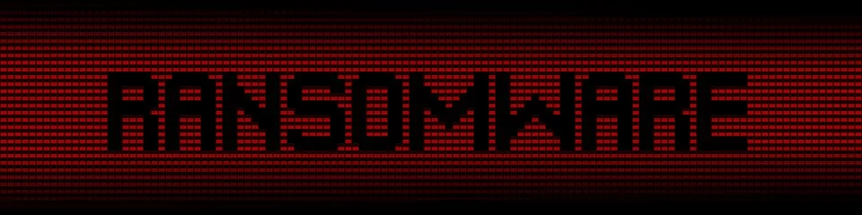 Ransomware text on red laptops background illustration Illustrazione stock