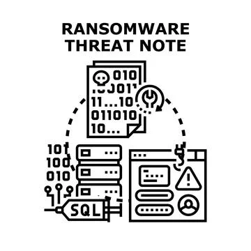 Ransomware threat note encrypting data concept Stock Illustration