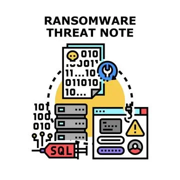 Ransomware threat note encrypting data concept Stock Illustration
