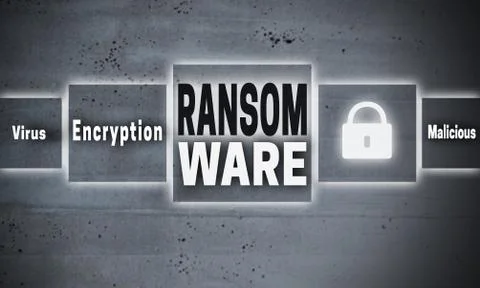 Ransomware touchscreen concept background Stock Photos