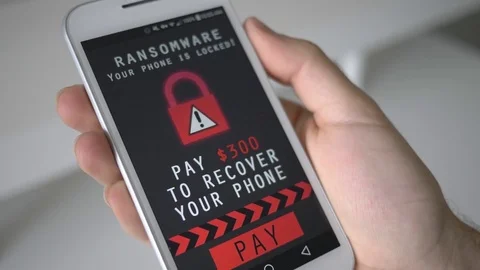 Ransomware Virus Attack On Smartphone Screen Stock Footage