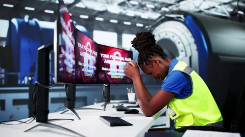 Ransomware Virus Extortion Hacking In Power Plant Stock Footage 281302274