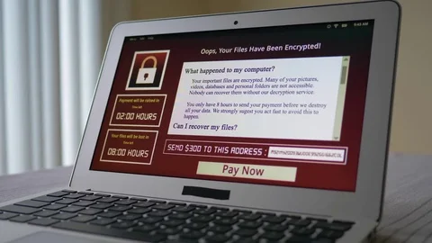Ransomware Virus Software on Computer Laptop Screen Asking For Money Stock Footage 76442255