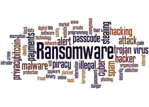 Ransomware word cloud concept 스톡 일러스트