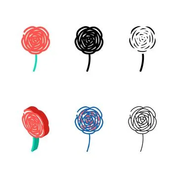 Ranunculus flower spring edition color icon vector Stock Illustration