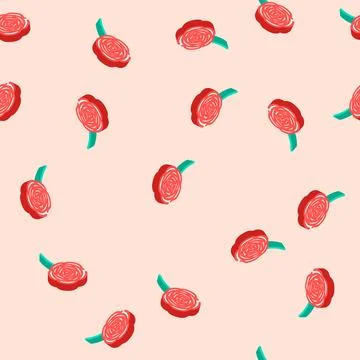 Ranunculus flower spring isometric icon seamless pattern 스톡 일러스트