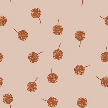 Ranunculus flower spring line vector seamless pattern 스톡 일러스트