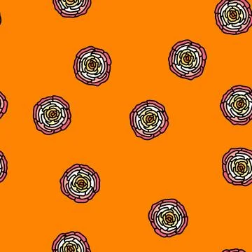 Ranunculus flower spring vector seamless pattern 스톡 일러스트