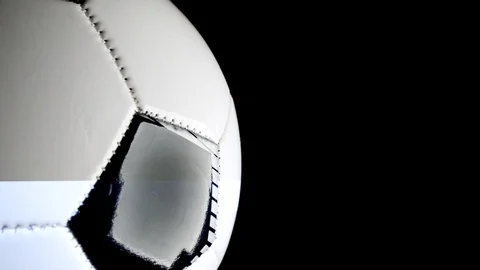 Raotating Soccer Ball in strobe flashlight background for title Stock Footage 90948817