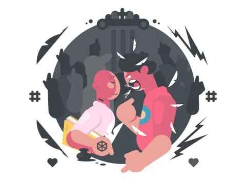 Rap battle flat style Stock Illustration