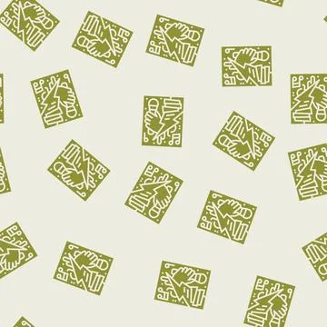 Rap disco party glyph seamless pattern Stock Illustration