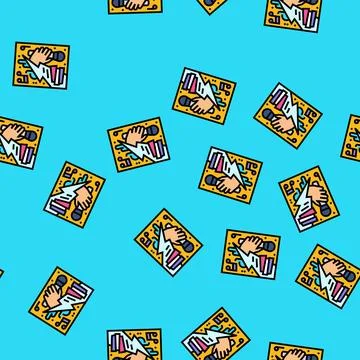 Rap disco party vector seamless pattern Stock Illustration