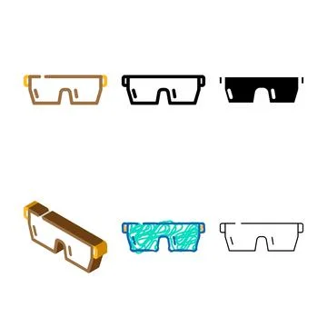Rap glasses frame types color icon vector Stock Illustration
