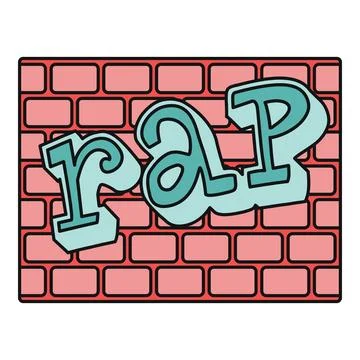 Rap graffiti lettering on brick wall illustration Stock Illustration