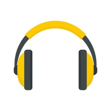 Rap headset icon, flat style Stock Illustration