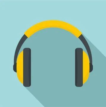 Rap headset icon, flat style Stock Illustration
