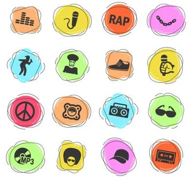Rap icon set Stock Illustration
