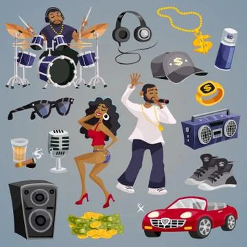 Rap Music Elements Illustrazione stock