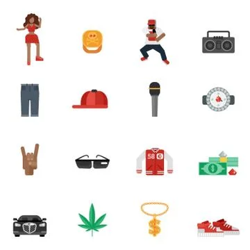 Rap Music Flat Icons Illustrazione stock
