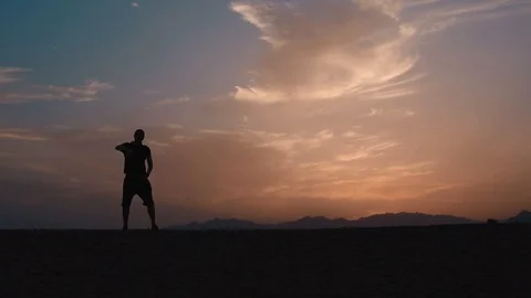 Rap singer in Egypt at sunset 4 Video stock 89849959
