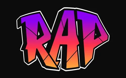 Rap - single word, letters graffiti style. Vector hand drawn logo. Funny co.. Stock Illustration