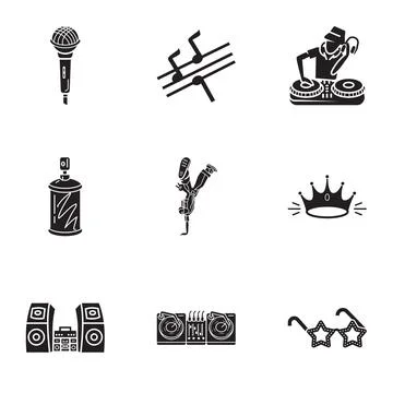 Rap swang icon set, simple style Ilustração Stock