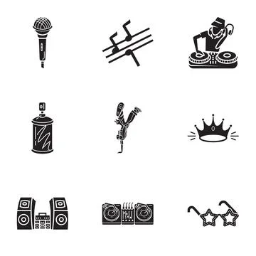 Rap swang icon set, simple style Ilustração Stock