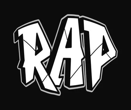 Rap word trippy psychedelic graffiti style letters.Vector hand drawn doodle.. Stock Illustration