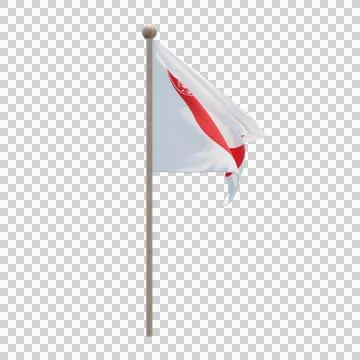 Rapa Nui Chile 3d illustration flag on pole. Wood flagpole Illustrazione stock