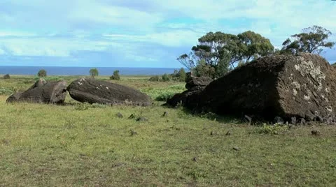 Rapa Nui Moai broken at Quarry p6 Stock Footage 11276865