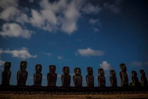 Rapa Nui Moai Statues Easter Island Stock Photos