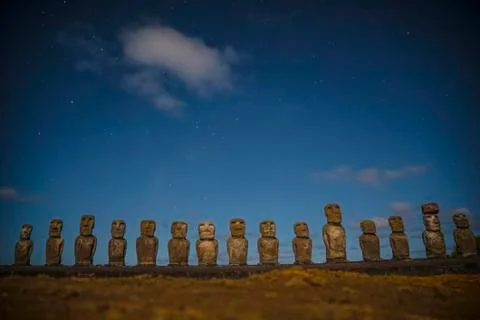 Rapa Nui Moai Statues Easter Island Stock Photos