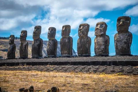 Rapa Nui Moai Statues Easter Island Stock Photos